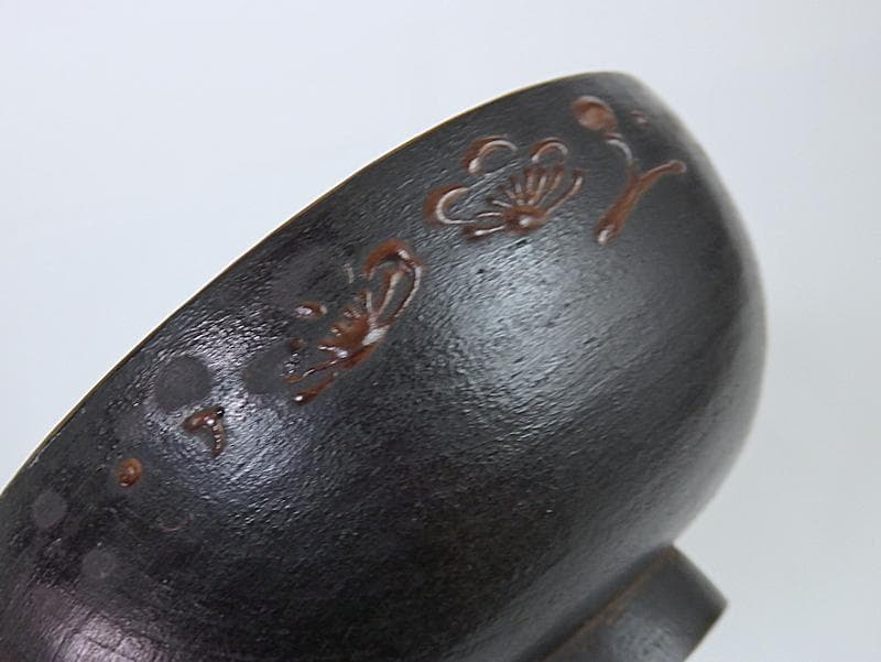 漆螺鈿　梅に鶯の図　吸い物椀　木製品　３客　A-fbnb