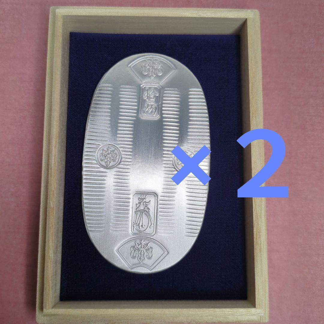 桐箱入純銀造幣局刻印入小判「天保五両判」デザイン純銀小判100g×２