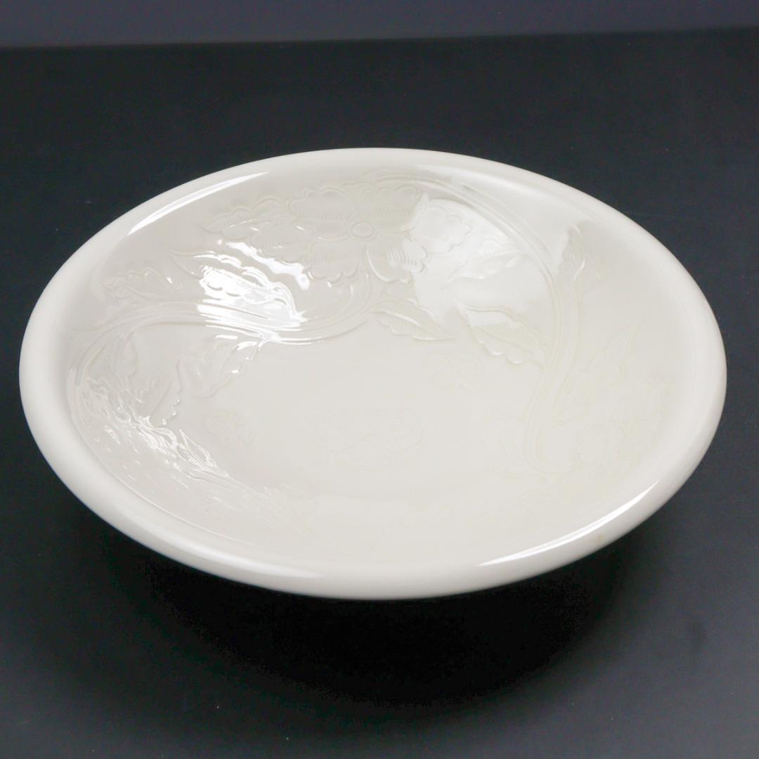 塚本快二 快山窯 白瓷 菓子鉢 25cm 白磁 共箱 美品