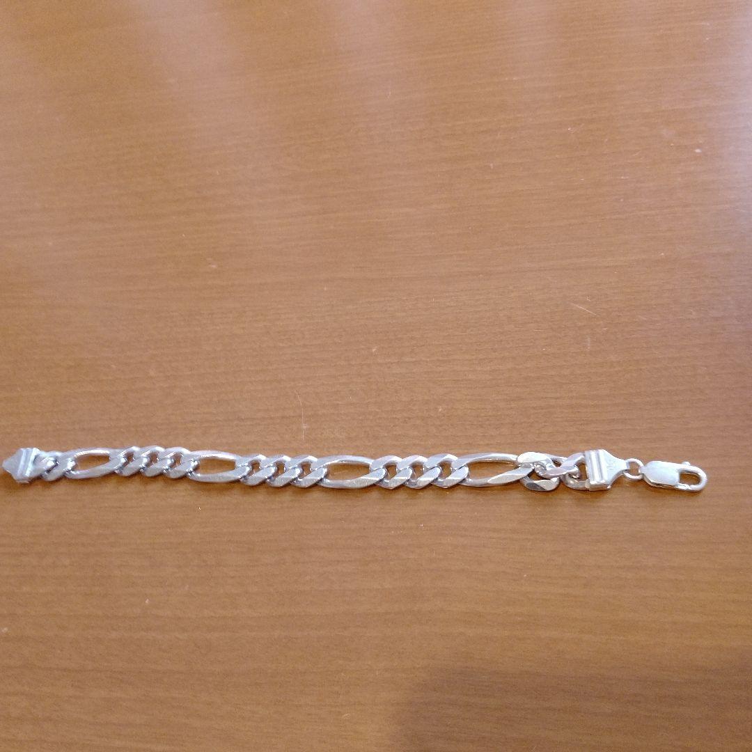 ブレスレット メンズ シルバー925 ヴィンテージ イタリア製 フィガロチェーン