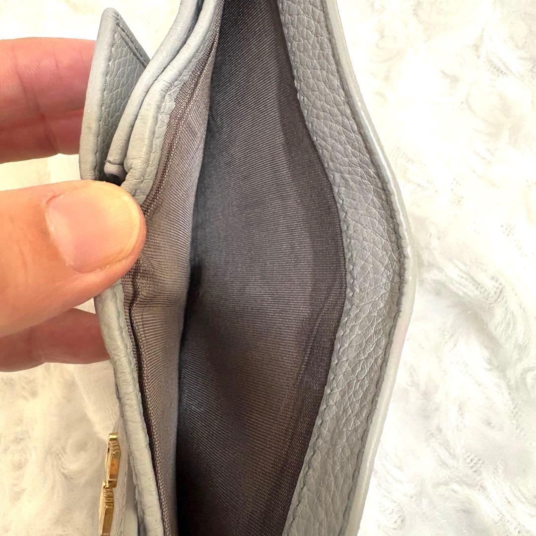 【現行】miumiu ヴィッテロダイノレザー財布 コーンフラワーブルー 良品