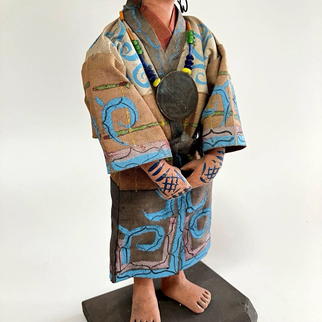 北海道　昭和初期　アイヌ　風俗人形　夫婦像　民俗資料　厚司織　タマサイ　民芸