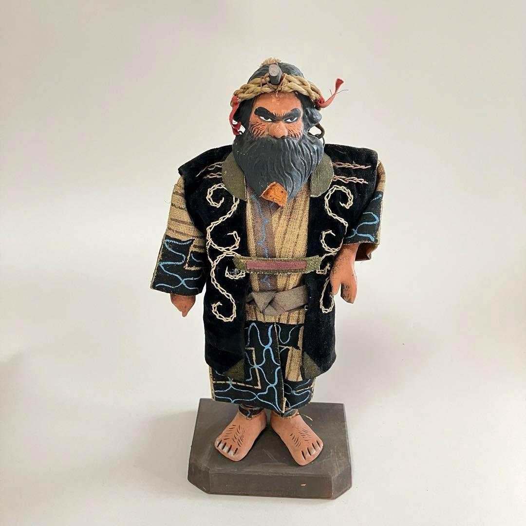 北海道　昭和初期　アイヌ　風俗人形　夫婦像　民俗資料　厚司織　タマサイ　民芸