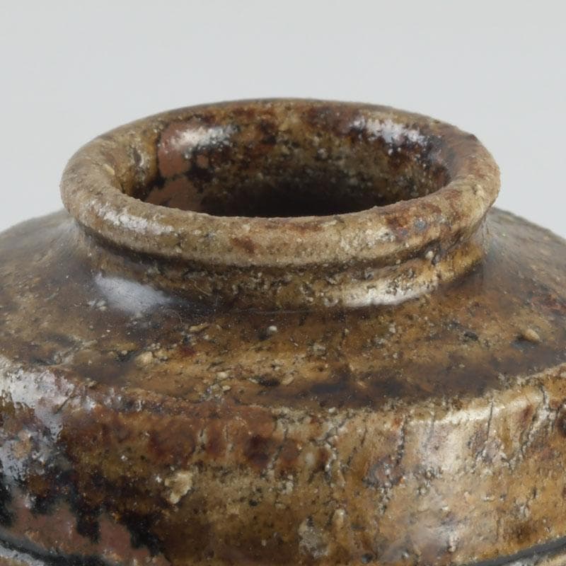 茶道具　萩焼　野坂江月作　耳付瓢形　茶入　仕覆付　森山歓渓極め箱　V　9399