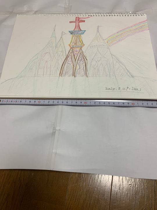 コロナで会えないあの方に絵のプレゼント！空想の教会を描きました。