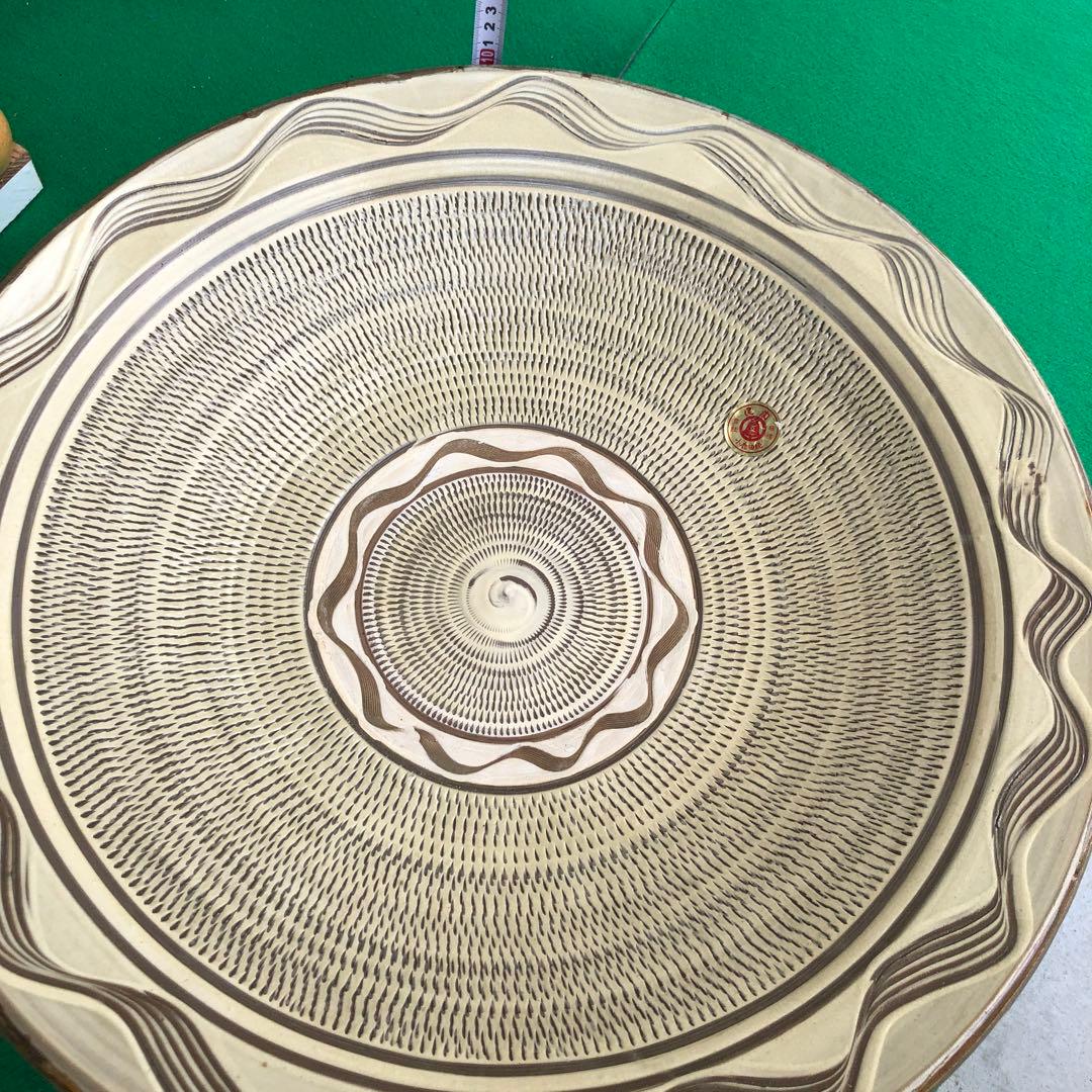 小鹿田焼　特大皿　陶芸　骨董品