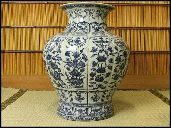 中国美術 青花枝花紋 壺 高49cm(A595)