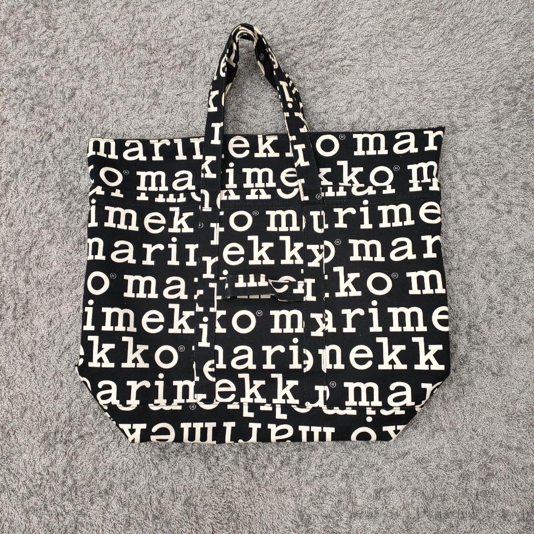 マリメッコ　特大ビッグバック　旅行カバン　黒Marimekkoロゴ