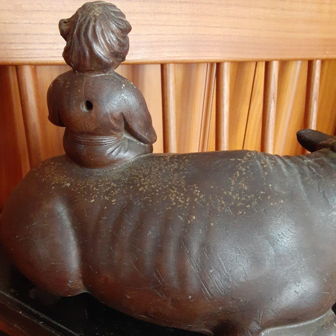 備前焼　騎牛帰家童子像　木村友敬