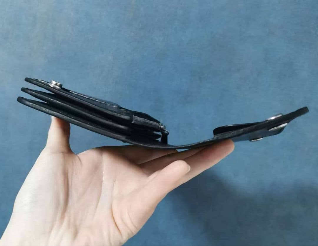 ヌメ革トラッカーウォレットミドル 3層 イタリアンレザー ハンドメイド手縫