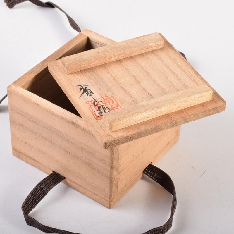 茶道具　荒木省山造　紫檀製　金蒔絵扇松葉文　香合　共箱　M　7146