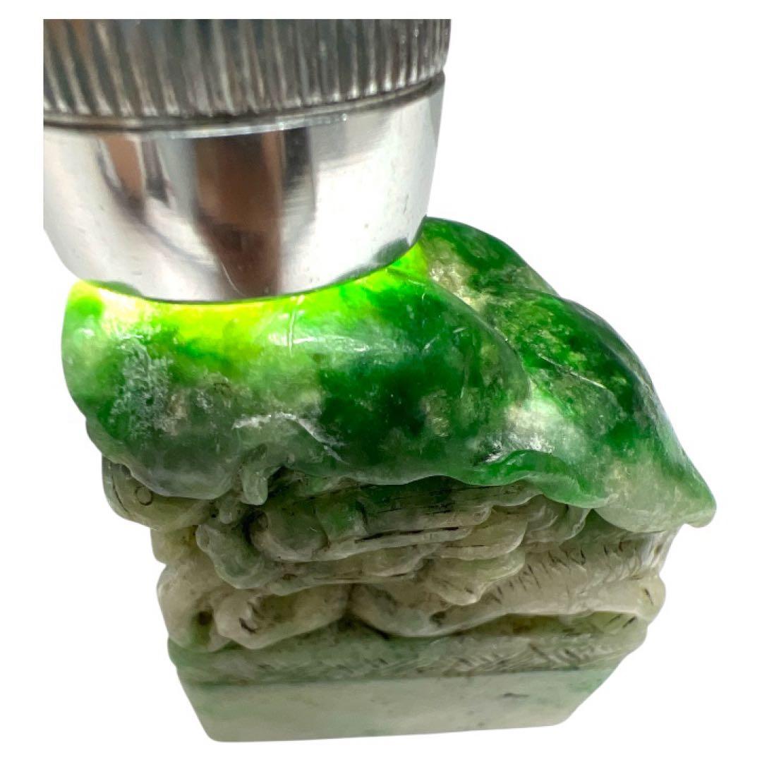 【1点物レア品】翡翠 彫刻 龍　オブジェ 約7cm 置物　深緑