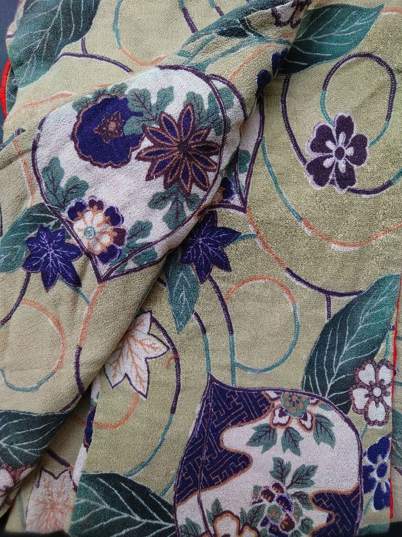 縮緬　大正時代　子ども着物　正絹　アンティーク