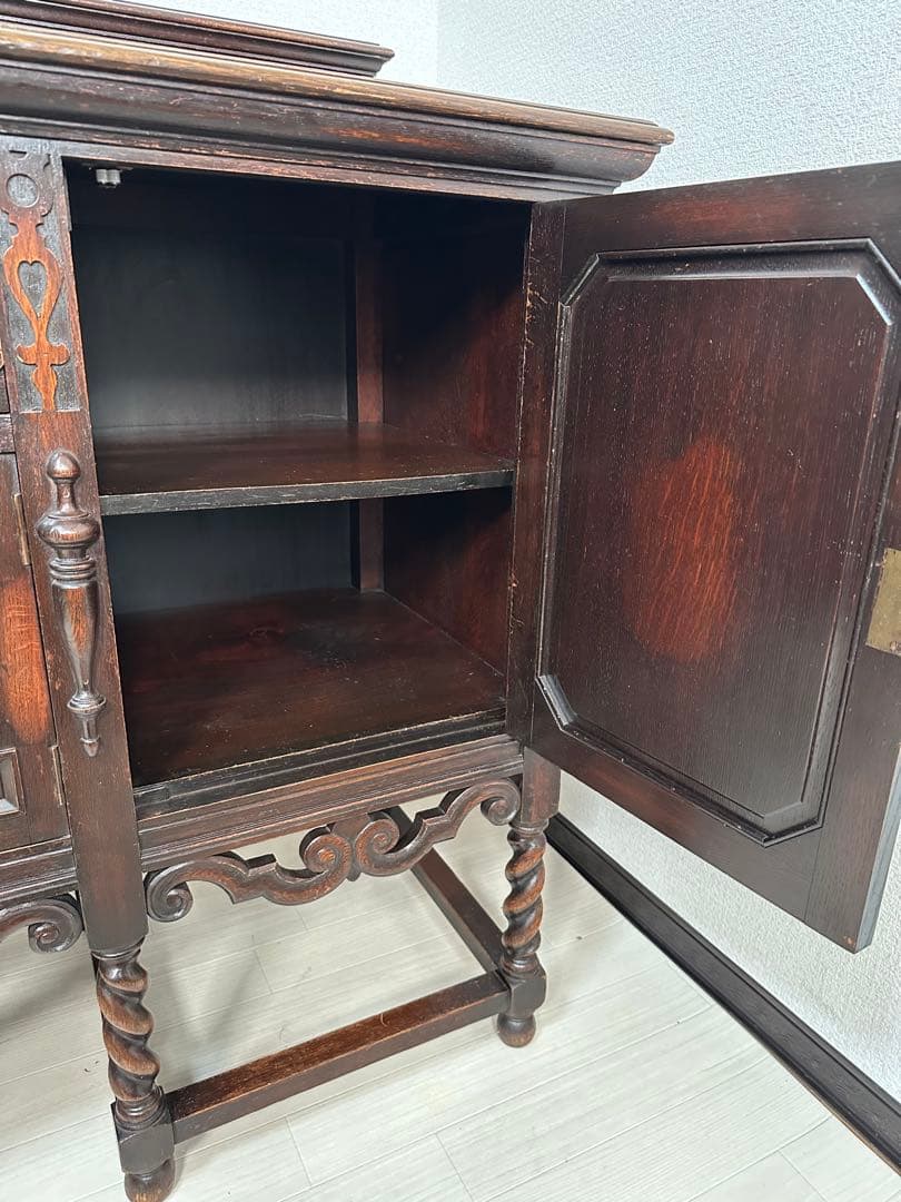 英国 イギリス アンティーク サイドボード キャビネット ツイストレッグ i0※