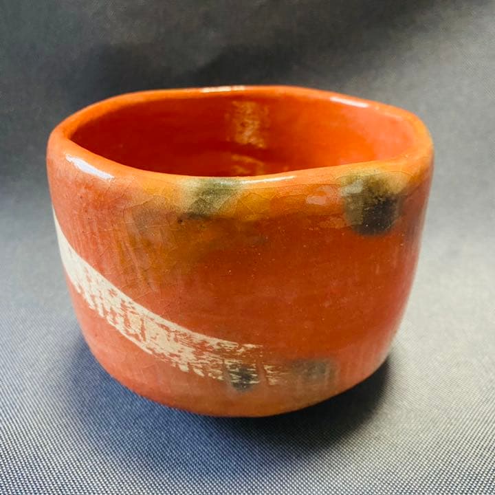 楽入窯　赤楽　富士絵写　抹茶茶碗　新品