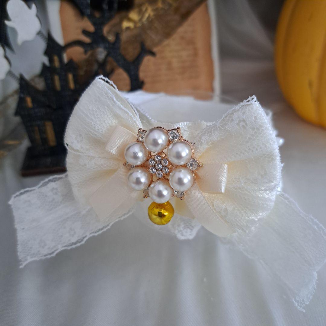 短毛ちゃんにも♥️中世ヨーロッパ風チョーカー(ホワイト②)わんちゃん猫ちゃん用