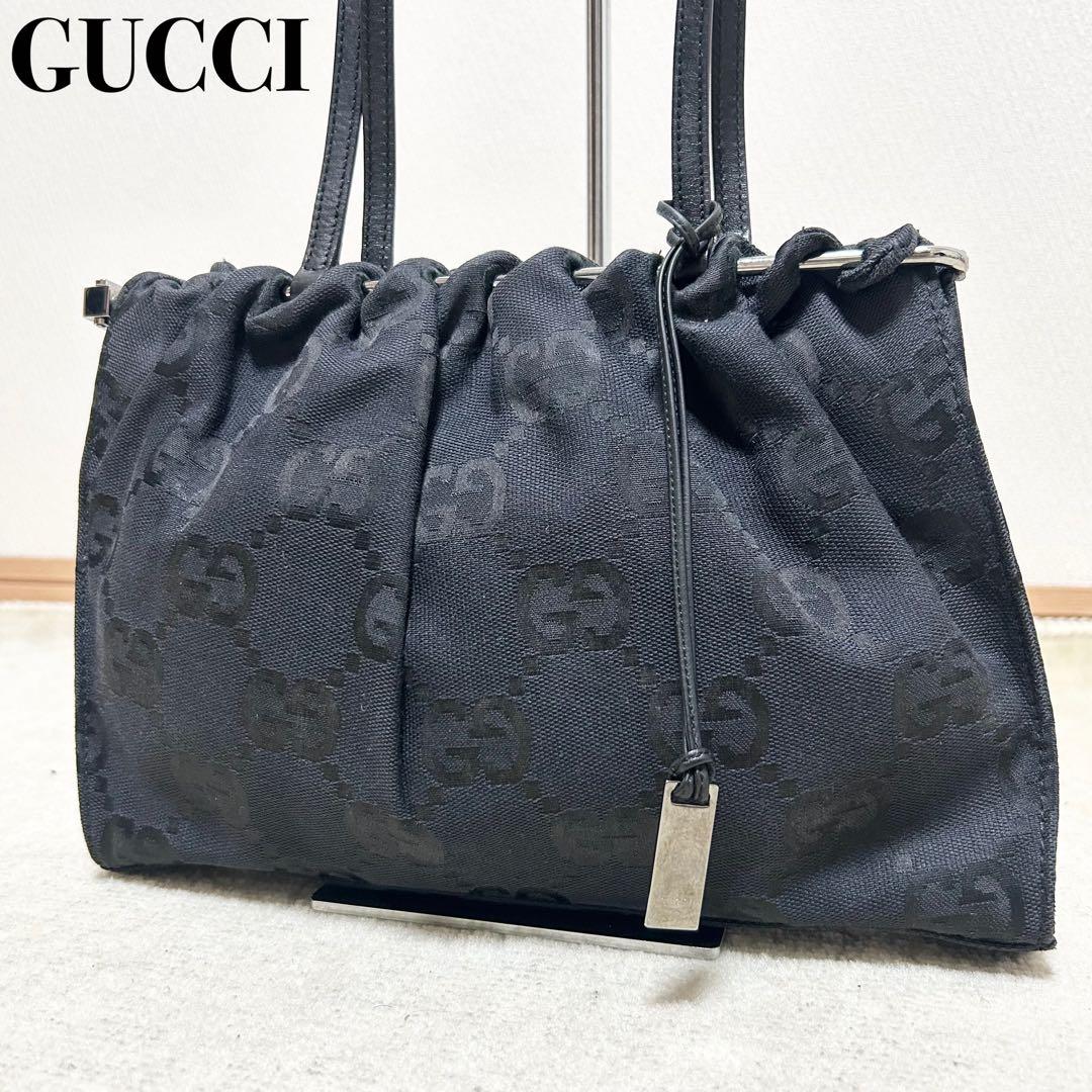 希少　グッチ　GUCCI ハンドバッグ　アクセサリーポーチ　ジャンボGG 黒