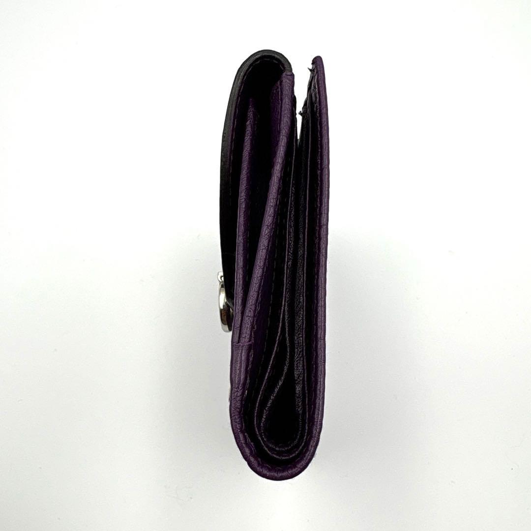 【極美品】 フェラガモ ガンチーニ 折り財布 パープル 紫 レザー 箱付