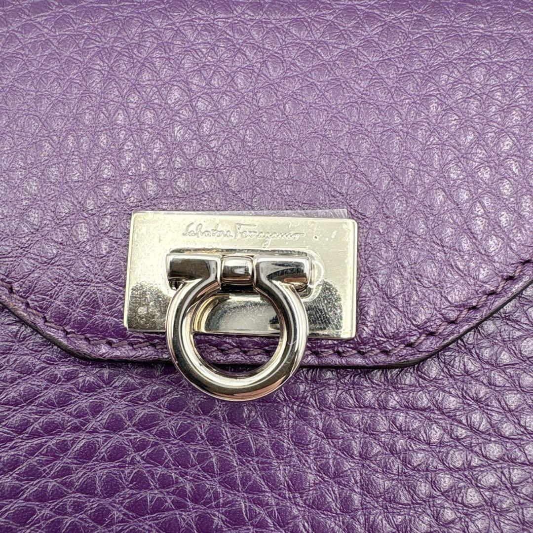 【極美品】 フェラガモ ガンチーニ 折り財布 パープル 紫 レザー 箱付
