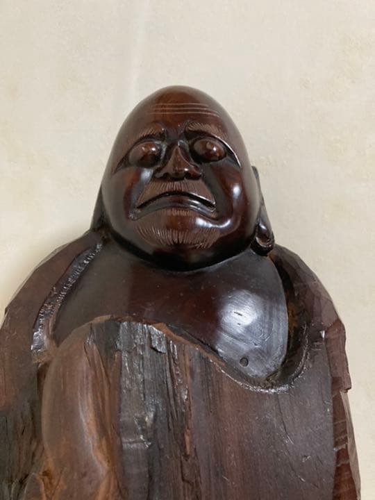 達磨大師　大型37cm 木彫り　彫刻　骨董品　和　アンティーク　古道具　ヒビあり