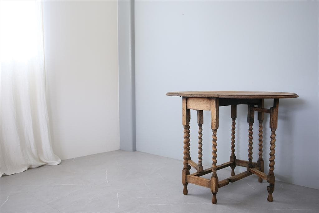 英国アンティーク木製ゲートレッグテーブル/ダイニング机バタフライ(89-172)