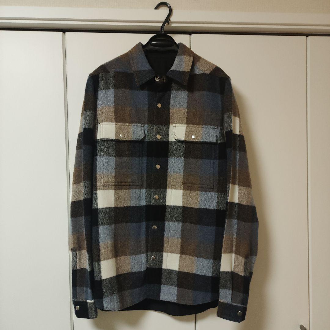 ジャケット・アウター Rick Owens OUTERSHIRT PALE BLUE PLAID