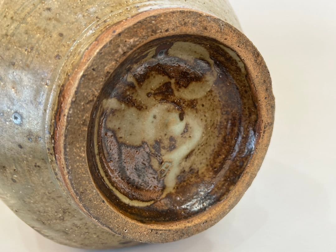 人間国宝・島岡達三作　鉄絵刷毛目面取扁壺　特大35cm 本物保証