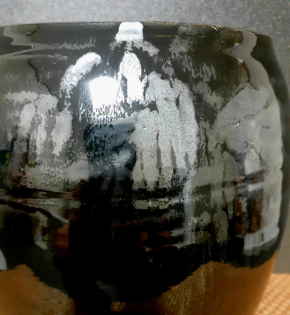 日展作家　名工　【加藤敬也】作　黒釉彩　花瓶　共箱　作歴書　茶道具茶器　オブジェ