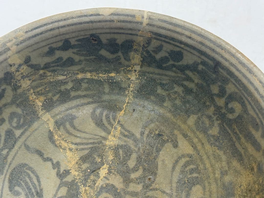 古安南　染付花卉紋お碗① アンティーク　送料込み251114