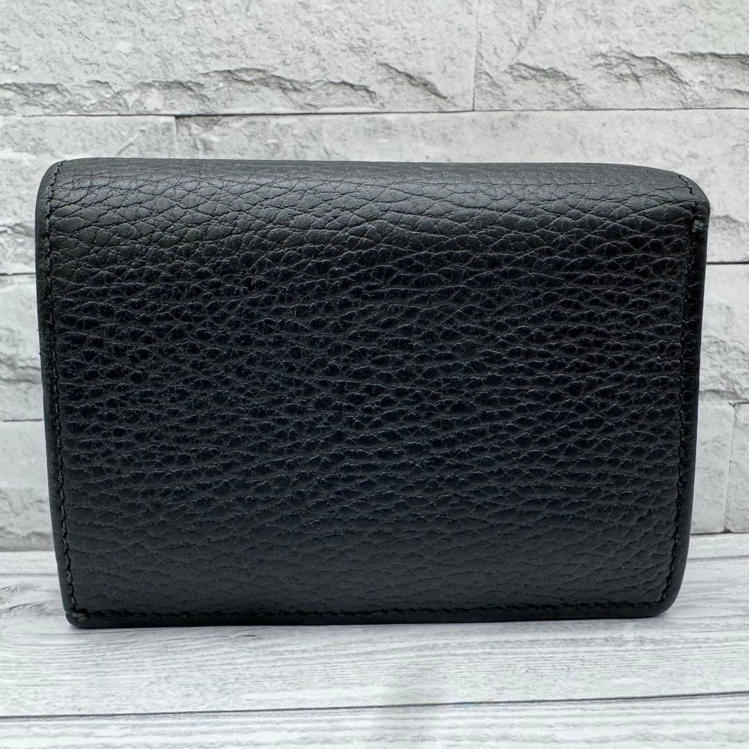 【美品】GUCCI　マーモント　二つ折り財布　GG　レザー　ブラック