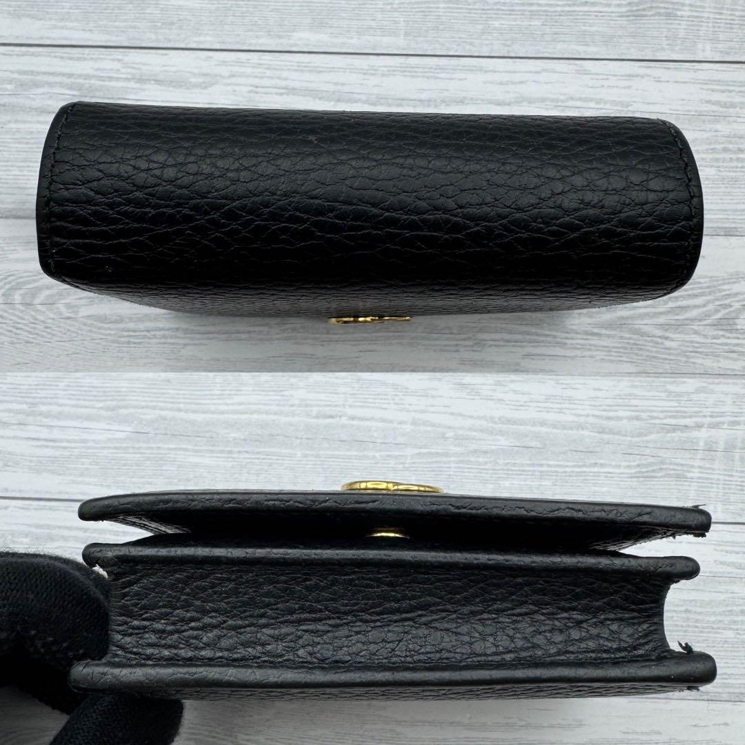 【美品】GUCCI　マーモント　二つ折り財布　GG　レザー　ブラック