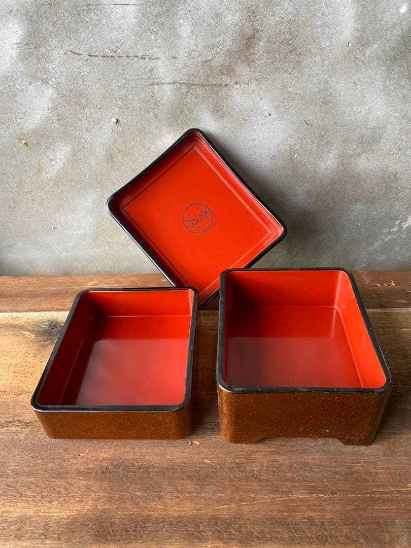 うなぎ高砂　二段　重箱　2セット　漆塗