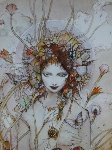 天野喜孝、【初夏】、希少な大判額装用画集より、新品額装付