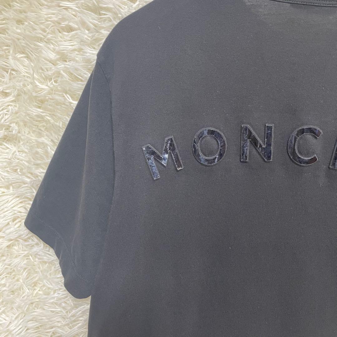 【特別価格】MONCLER ラバー　ロゴ Tシャツ 黒 半袖 立体ロゴ　英字