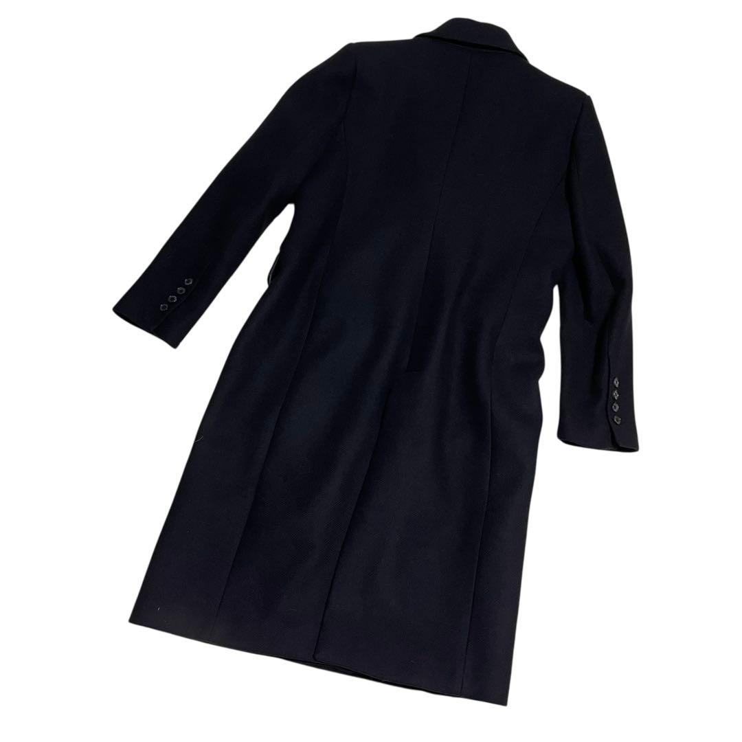 【美品】ZARA ダブルブレスト ウールコート マキシ丈 マンテコ生地 黒 L