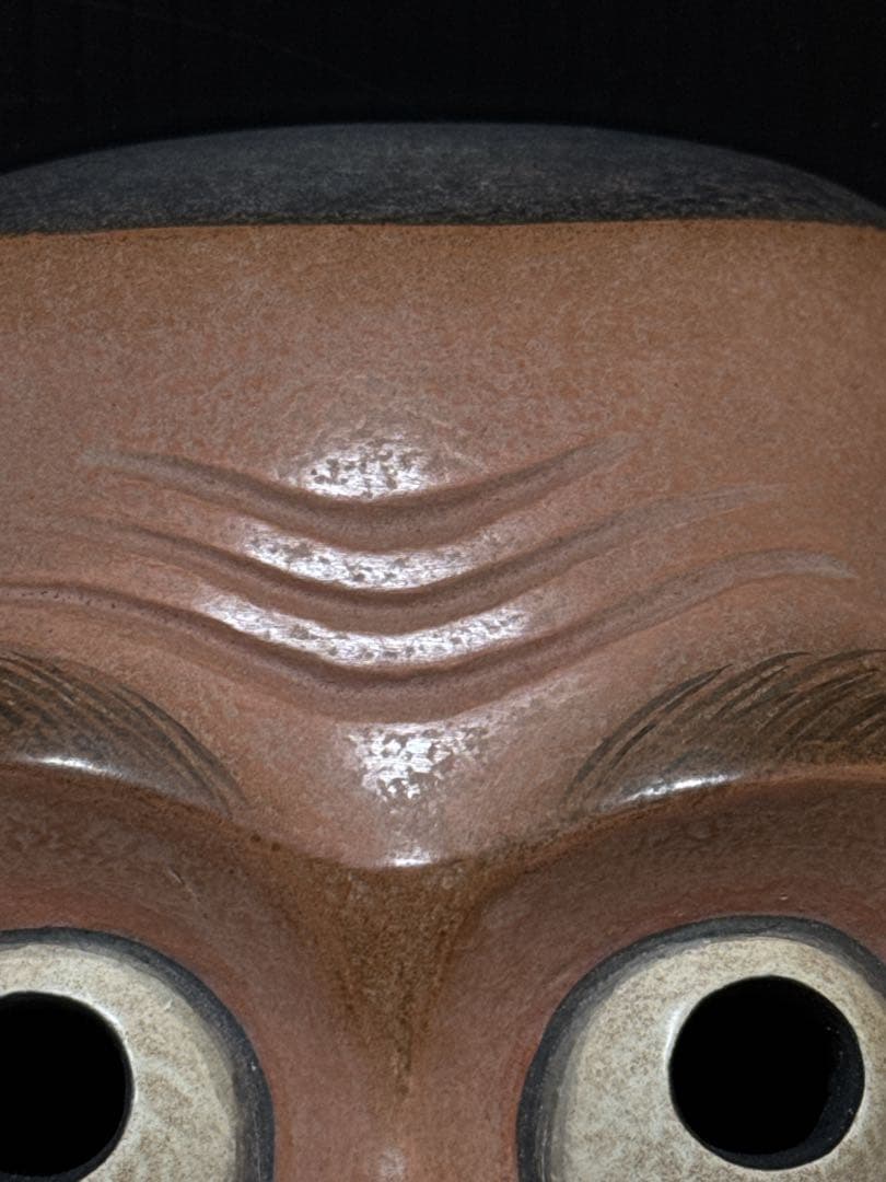 極上 能面 狂言 名人 菅原法房 造 細密極彩彫刻 賢徳 面 共箱付