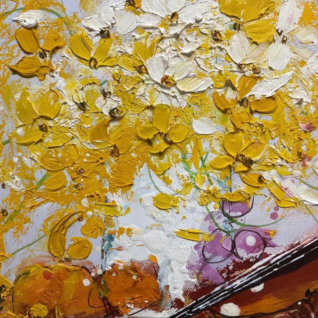 絵画・額縁・油絵・池田秀郎・楽器と花・F4号・美術品・インテリア・新品未使用