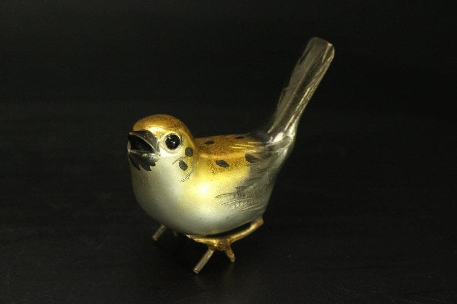 柿 木枝実 野鳥 置物 金属工芸(メ1168)