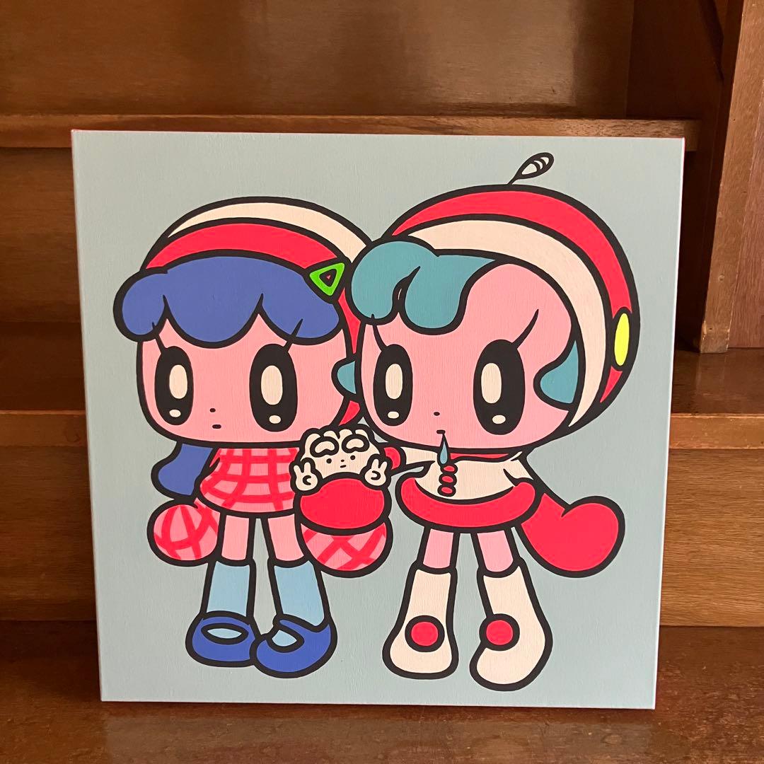 美品　モニョチタポミチ　ぎょうざちゃん食わせろ〜　原画　アクリル　キャンバス