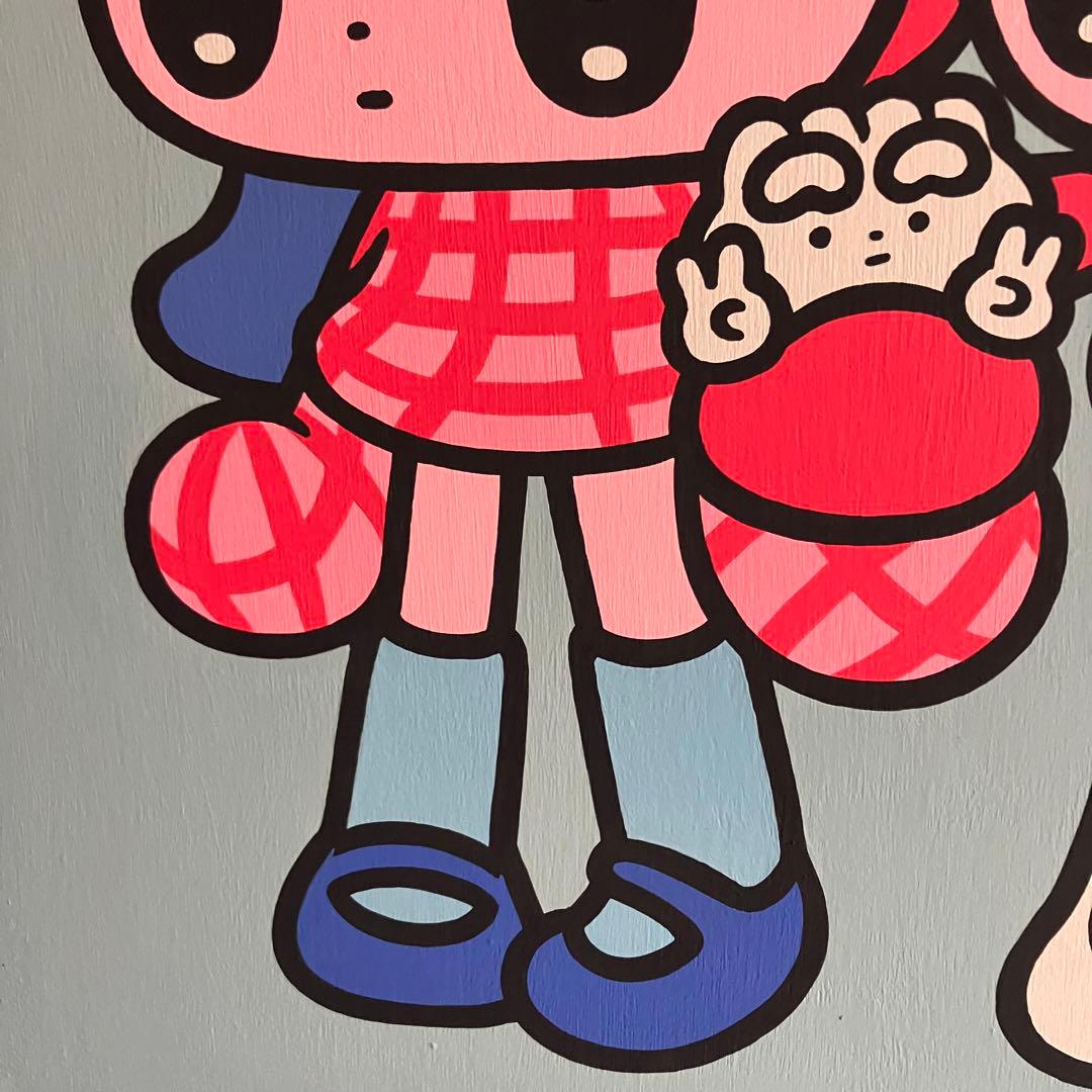 美品　モニョチタポミチ　ぎょうざちゃん食わせろ〜　原画　アクリル　キャンバス