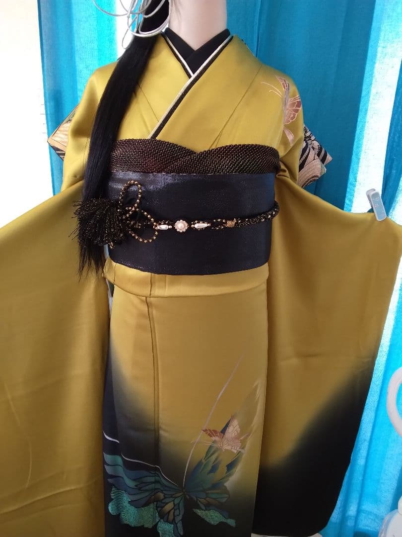 【専用です】正絹振袖成人式、重ね衿、帯揚げ帯締め、西陣袋帯、襦袢、ファー付き