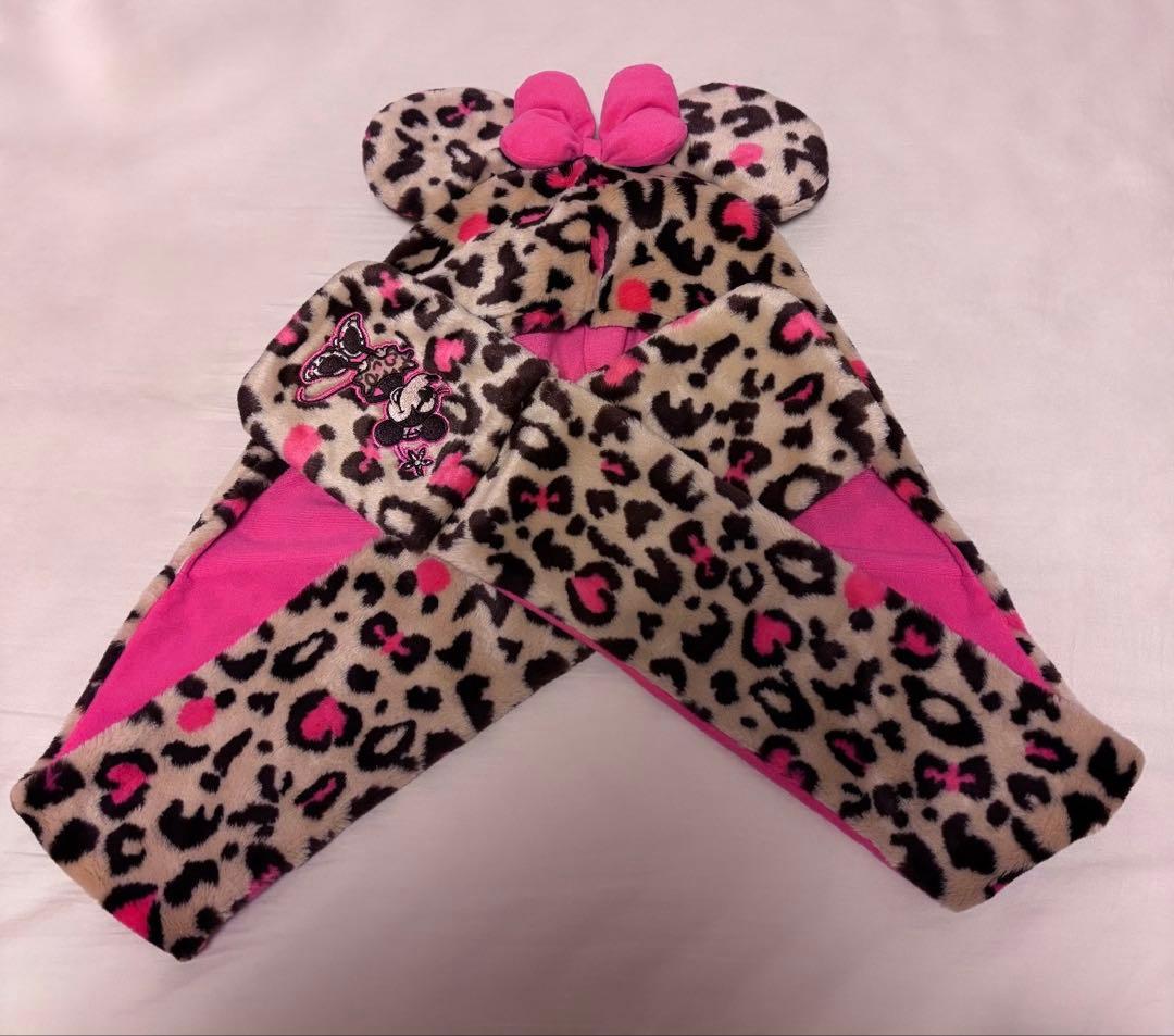 ディズニー マフラーキャップ ミニー ヒョウ柄