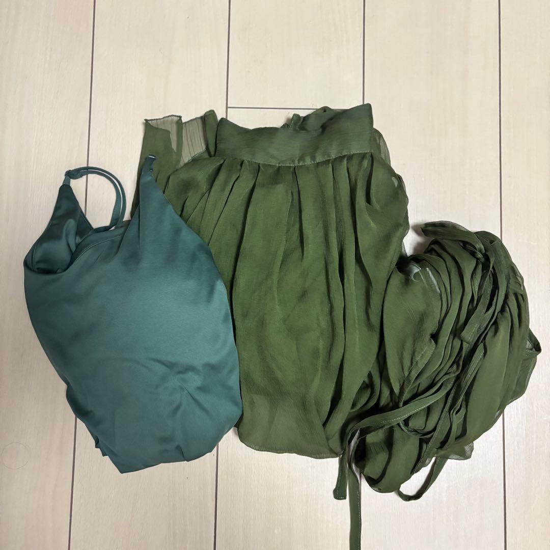 pinue シフォン ドレス　グリーン