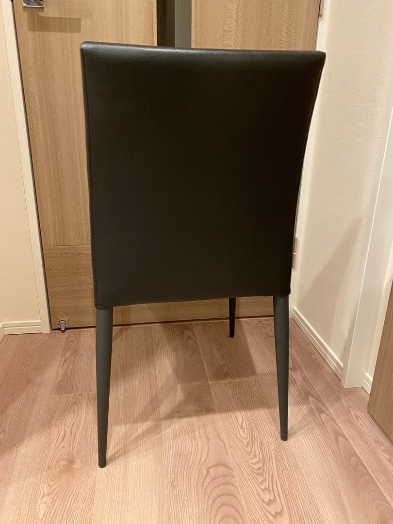 【しずく】ダイニングチェア「パシオン」PVC ブラック×2脚