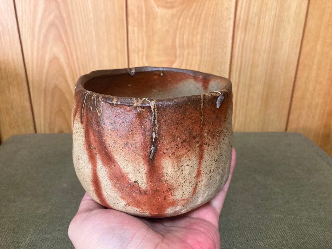 末廣学 備前焼 緋襷茶碗 (検索 焼き締め 森陶岳 火襷