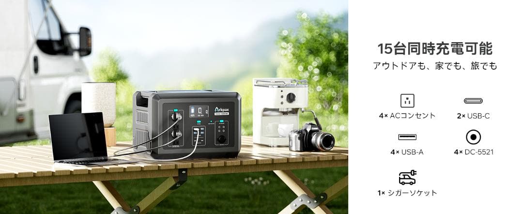 Arkpax ポータブル電源 1024Wh 定格1200W AC100V UPS