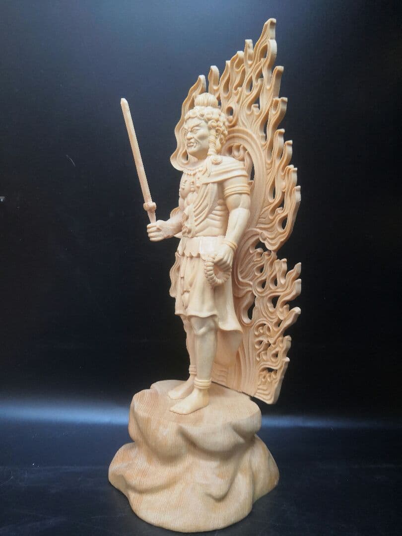 【修縁堂】彫刻仏像 不動明王立像 不動尊 仏教木彫 供養仏 商売繁盛