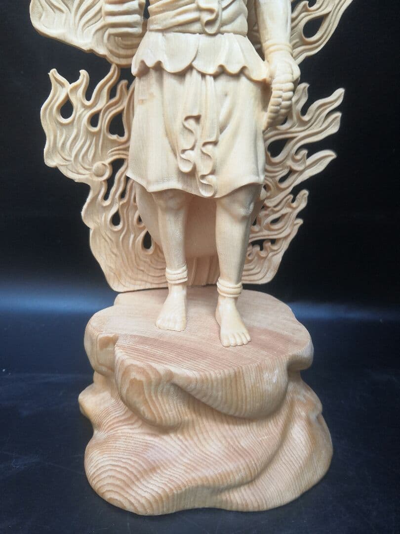 【修縁堂】彫刻仏像 不動明王立像 不動尊 仏教木彫 供養仏 商売繁盛