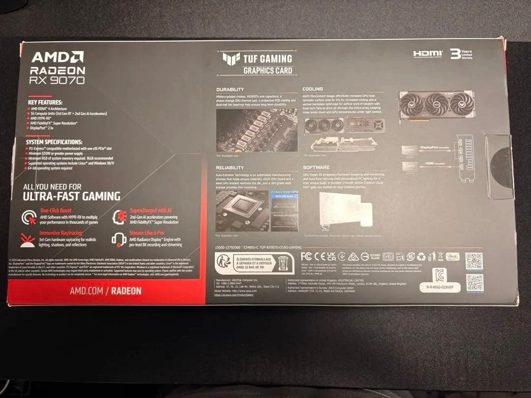 グラフィックボード・グラボ・ビデオカード ASUS TUF Gaming Radeon RX 9070 16GB