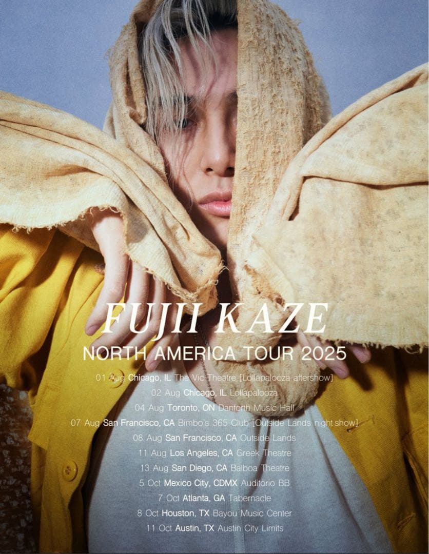 FUJII KAZE NORTH AMERICA TOUR 2025 ポスター